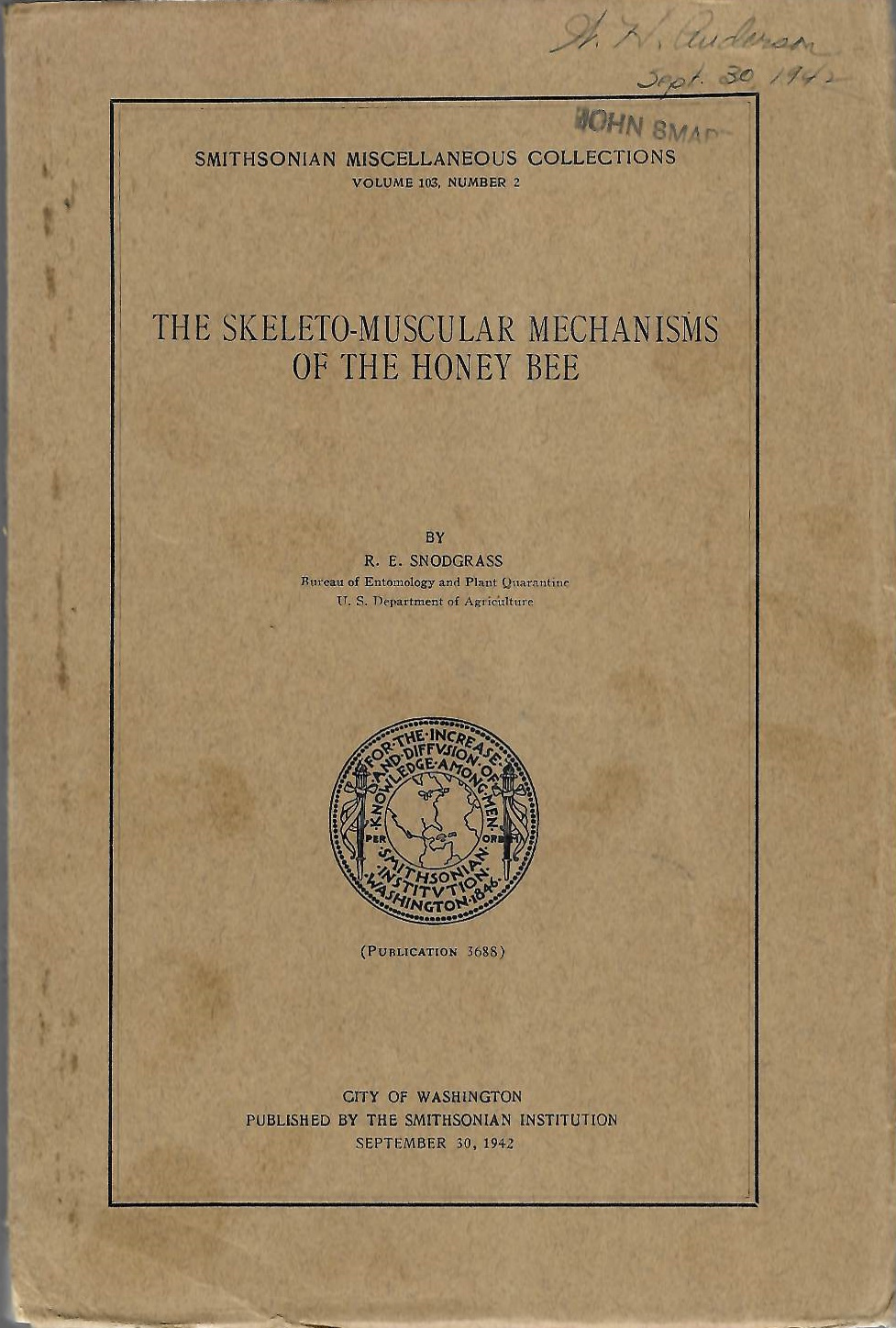 Snodgrass, R.E. - The Skeleto-Muscular Mechanisms of the Honey Bee