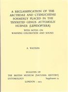 A Reclassification of the Arctiidae and Ctenuchidae formerly placed in the Thyretid Genus Automolis Hubner (Lepidoptera): With Notes on Warning Coloration and Sound