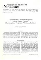 Distributional checklist of species of the genus Polistes (Hymenoptera: Vespidae; Polistinae, Polistini)